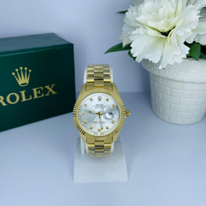 Premium Date Just White Gold Rolex Mens Watch - TimeCrafted