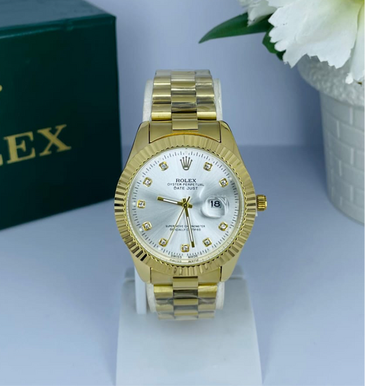 Premium Date Just White Gold Rolex Mens Watch - TimeCrafted