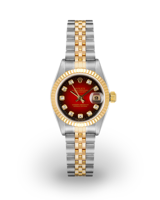 Premium Pop Red Dial Rolex DateJust Gold Silver Chain