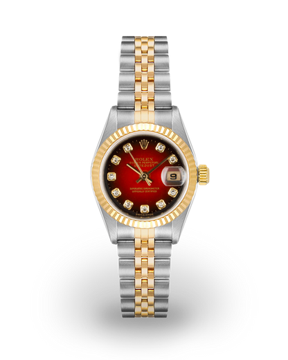 Premium Pop Red Dial Rolex DateJust Gold Silver Chain