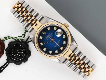 PREMIUM Ocean Blue DateJust Rolex Gold Silver Chain