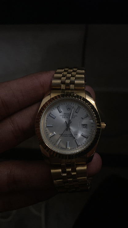 Mens Gold Rolex White Dial Mens Watch