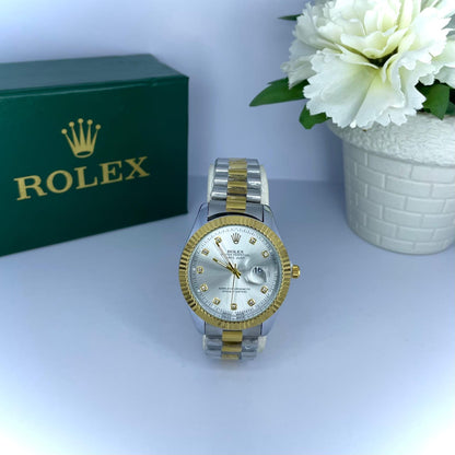 Premium Date Just White Gold Rolex Mens Watch - TimeCrafted