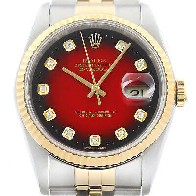 Premium Pop Red Dial Rolex DateJust Gold Silver Chain