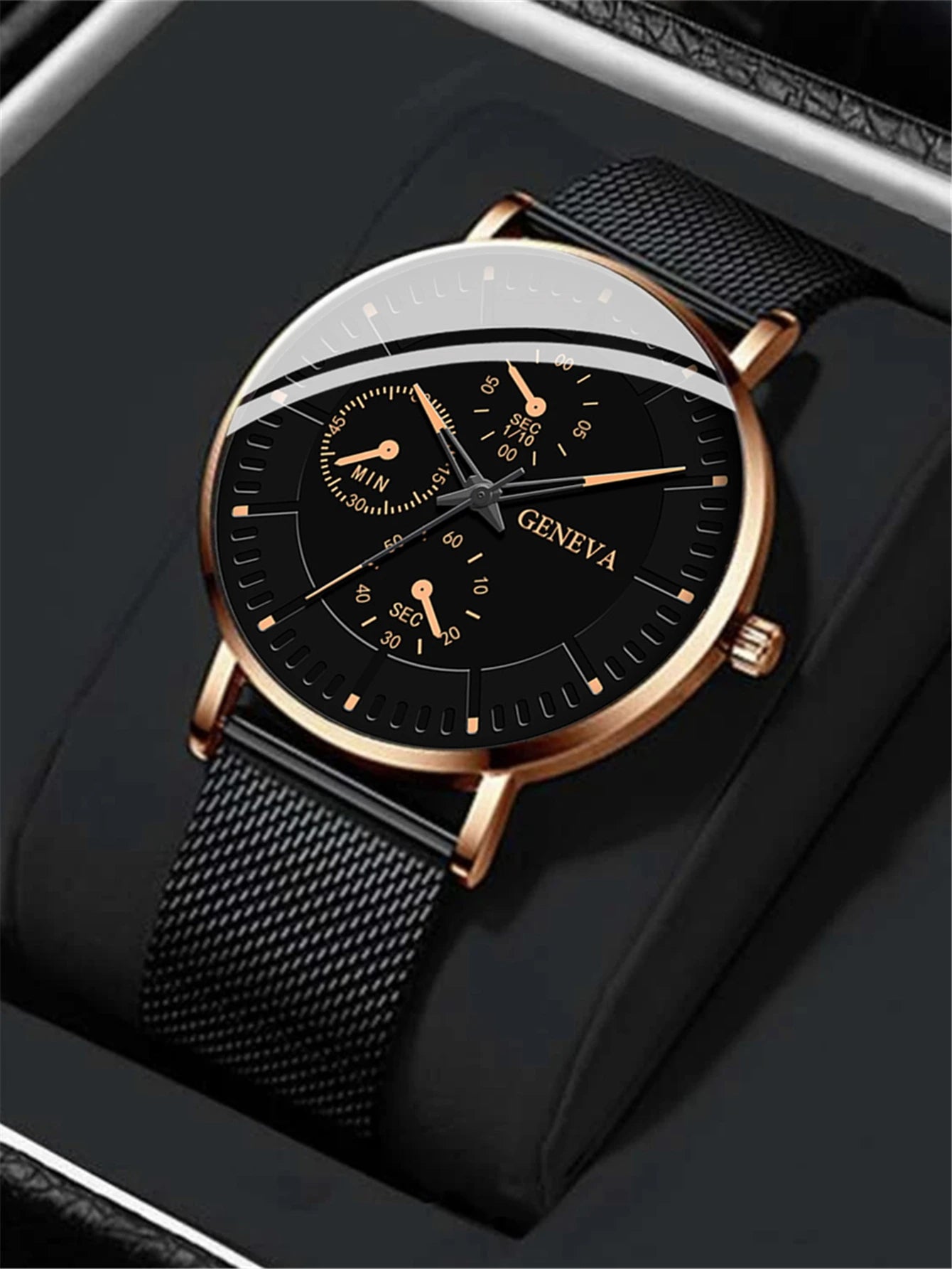 Black Sleek Business Watch Pakistan, top view angle