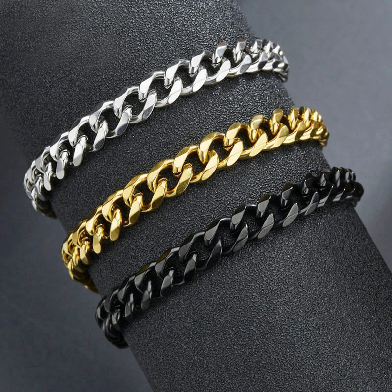 Fashion Stainless Steel Men Curb Cuban Chain Bracelet Bracelet On Hand For Couple Unisex Wrist Hand Jewelry Gift Party